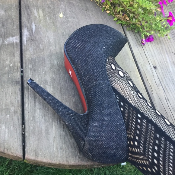 A.CO Black Sparkly stiletto Heels Shoes Size 7 - Picture 9 of 12